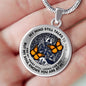 AG1208016 My Mind Still Talks To You Orange Monarch Butterflies Silver Celtic Tree Of Life Luxury Necklace with Back Engraving