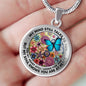 AG2208010 My Mind Still Talks To You Blue Butterflies Flower Luxury Necklace with Back Engraving