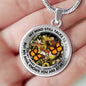 AG2908030 My Mind Still Talks To You Orange Monarch Butterflies Flower Luxury Necklace with Back Engraving