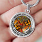 AG2208032 My Mind Still Talks To You Orange Monarch Butterflies Tree Of Life Luxury Necklace with Back Engraving