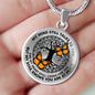 AG0608047 My Mind Still Talks To You Orange Monarch Butterflies Black Celtic Knot Tree Of Life Luxury Necklace with Back Engraving