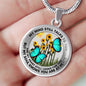 AG2508005 My Mind Still Talks To You Turquoise Butterflies Flower Luxury Necklace with Back Engraving