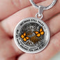 AG2208020 My Mind Still Talks To You Orange Monarch Butterflies Silver Tree Of Life Luxury Necklace with Back Engraving