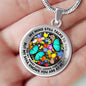 AG2808002 My Mind Still Talks To You Turquoise Butterflies Flower Luxury Necklace with Back Engraving