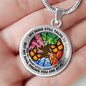 AG2108027 My Mind Still Talks To You Orange Monarch Butterflies Four Season Tree Of Life Luxury Necklace with Back Engraving