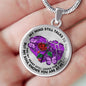 SP0109010 My Mind Still Talks To You Purple Butterflies Broken Heart And Rose Luxury Necklace with Back Engraving
