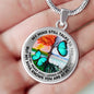 AG2008008 My Mind Still Talks To You Turquoise Butterflies Four Seasons Tree Of Life Luxury Necklace with Back Engraving