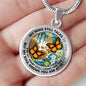 AG2408033 My Mind Still Talks To You Orange Monarch Butterflies Flower Luxury Necklace with Back Engraving
