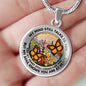 AG2508035 My Mind Still Talks To You Orange Monarch Butterflies Flower Luxury Necklace with Back Engraving