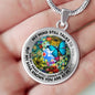 AG2208009 My Mind Still Talks To You Blue Butterflies Flower Luxury Necklace with Back Engraving