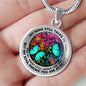AG2408004 My Mind Still Talks To You Turquoise Butterflies Flower Luxury Necklace with Back Engraving