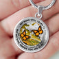 AG2508029 My Mind Still Talks To You Orange Monarch Butterflies Flower Luxury Necklace with Back Engraving