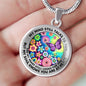AG2408040 My Mind Still Talks To You Purple Butterflies Flower Luxury Necklace with Back Engraving