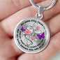 JL2007013 My Mind Still Talks To You Purple Butterflies Three Rose And Silver Cross Luxury Necklace with Back Engraving