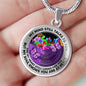 AG2408028 My Mind Still Talks To You Purple Butterflies Flower Luxury Necklace with Back Engraving