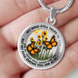AG2508023 My Mind Still Talks To You Orange Monarch Butterflies Flower Luxury Necklace with Back Engraving