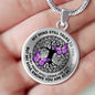 AG0608048 My Mind Still Talks To You Purple Butterflies Black Celtic Knot Tree Of Life Luxury Necklace with Back Engraving