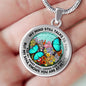 AG2508009 My Mind Still Talks To You Turquoise Butterflies Flower Luxury Necklace with Back Engraving