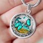 AG2508007 My Mind Still Talks To You Turquoise Butterflies Flower Luxury Necklace with Back Engraving