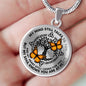 AG0608038 My Mind Still Talks To You Orange Monarch Butterflies Black Celtic Knot Tree Of Life Luxury Necklace with Back Engraving