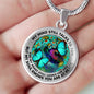 AG2608010 My Mind Still Talks To You Turquoise Butterflies Flower Luxury Necklace with Back Engraving