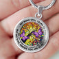 AG2108031 My Mind Still Talks To You Purple Butterflies Tree Of Life Luxury Necklace with Back Engraving