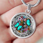 AG2608004 My Mind Still Talks To You Turquoise Butterflies Flower Luxury Necklace with Back Engraving
