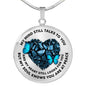 TM0002 My Mind Still Talks To You Blue Butterfly Broken Heart Luxury Necklace with Back Engraving