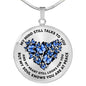 My Mind Still Talks To You Blue Butterflies Heart Shape 020520VTC09 Luxury Necklace with Back Engraving