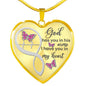 Hot Pink Butterfly God Has You Memorial Heart Pendant Necklace HNLVBC0001