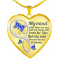 Blue Butterfly My Mind HNLVBC0005 Memorial Heart Pendant Necklace