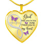 Violet Butterfly God Has You Memorial Heart Pendant Necklace HNLVBC0001