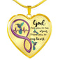 KT0080 Hummingbird God Has You In His Arms I Have You In My Heart Purple Love Infinity Heartbeat Heart Pendant Luxury Necklace with Back Engraving