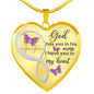Magenta Butterfly God Has You Memorial Heart Pendant Necklace HNLVBC0001