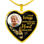 Golden Hummingbird Your Wings HNLVBC0025 Personalized Memorial Heart Pendant Necklace