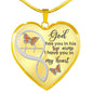 Orange Butterfly God Has You Memorial Heart Pendant Necklace HNLVBC0001