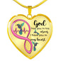 KT0082 Hummingbird God Has You In His Arms I Have You In My Heart Love Pink Infinity Heartbeat Heart Pendant Luxury Necklace with Back Engraving