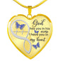 Blue Butterfly God Has You Memorial Heart Pendant Necklace HNLVBC0001
