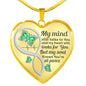 Aquamarine Butterfly My Mind Memorial Heart Pendant Necklace HNLVBC0005