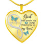 Turquoise Butterfly God Has You Memorial Heart Pendant Necklace HNLVBC0001