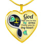 Aquamarine Butterfly God Has You Memorial Heart Pendant Necklace HNLVBC0014