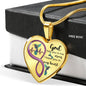 KT0080 Hummingbird God Has You In His Arms I Have You In My Heart Purple Love Infinity Heartbeat Heart Pendant Luxury Necklace with Back Engraving