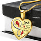 KT0093 Caridnal Red Bird God Has You In His Arms I Have You In My Heart Love Infinity Heartbeat Heart Pendant Luxury Necklace with Back Engraving