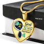 Aquamarine Butterfly God Has You Memorial Heart Pendant Necklace HNLVBC0014
