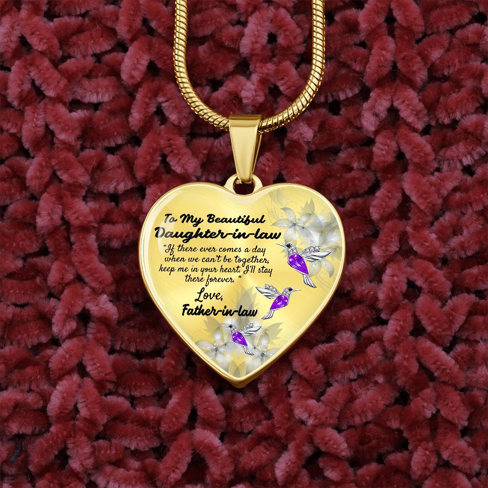 To My Beautiful Daughter-in-law Heart Necklace Birthday Gift, Christmas Gift From Father-in-law