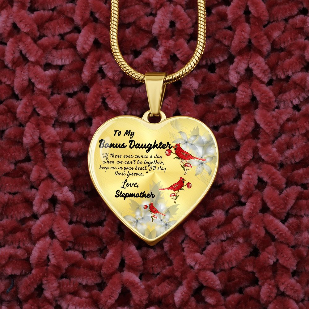 To My Bonus Daughter Heart Necklace Birthday Gift, Christmas Gift From Stepmother
