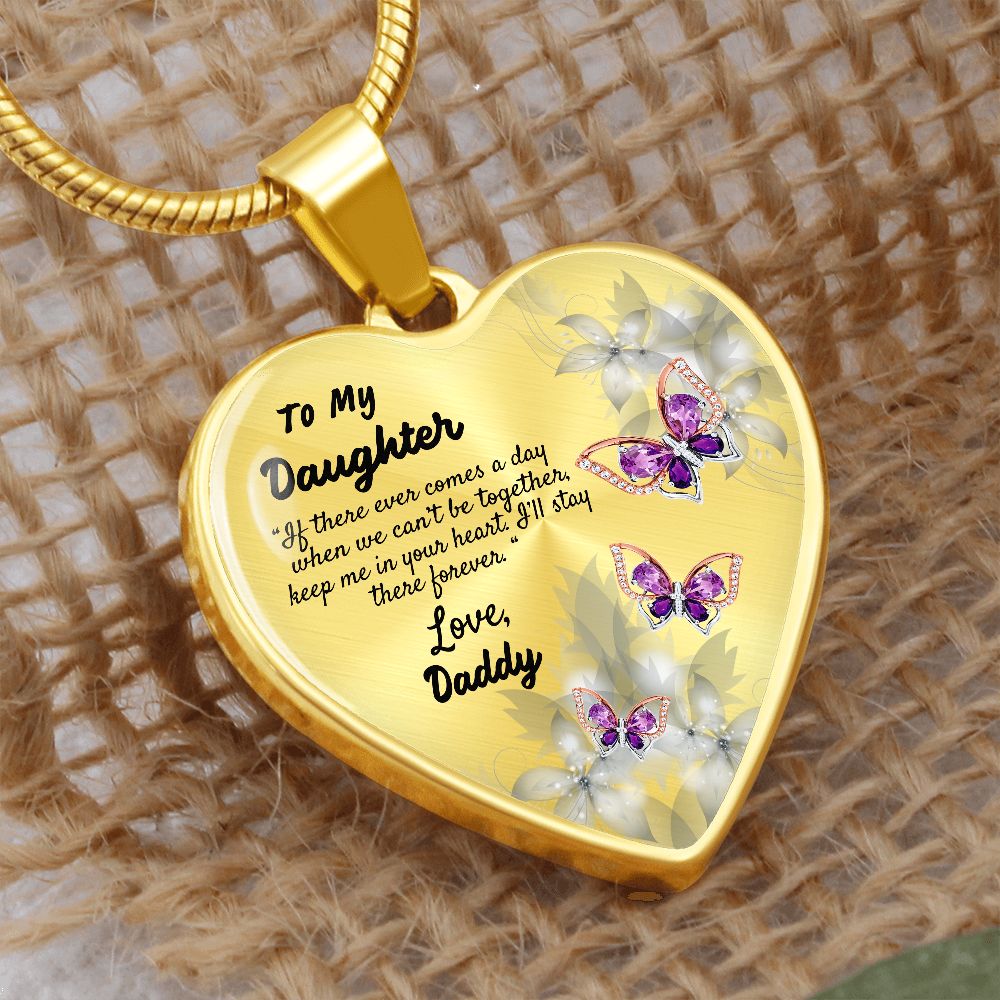 To My Daughter Heart Necklace Christmas Gift, Birthday Gift From Daddy