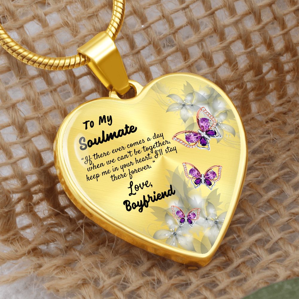 To My Soulmate Heart Necklace Christmas Gift, Birthday Gift From Boyfriend