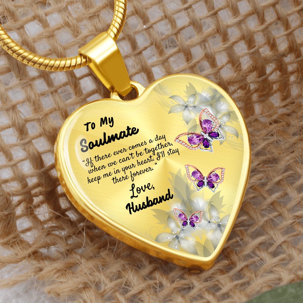 To My Soulmate Heart Necklace Christmas Gift, Birthday Gift From Husband