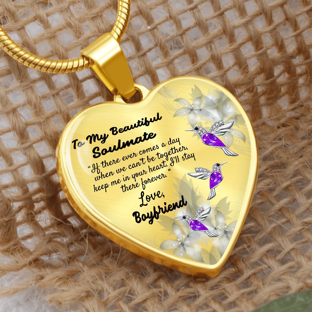 To My Beautiful Soulmate Heart Necklace Birthday Gift, Christmas Gift From Boyfriend